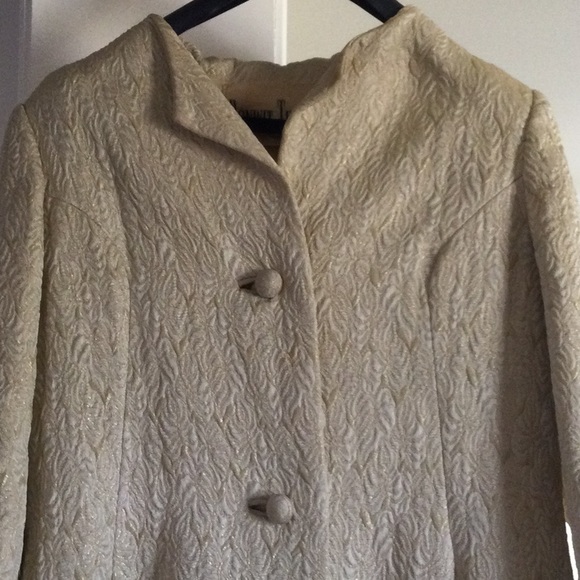 Brocade evening coat 1970s Bonwit Teller size 14-16 some spots - Picture 7 of 8